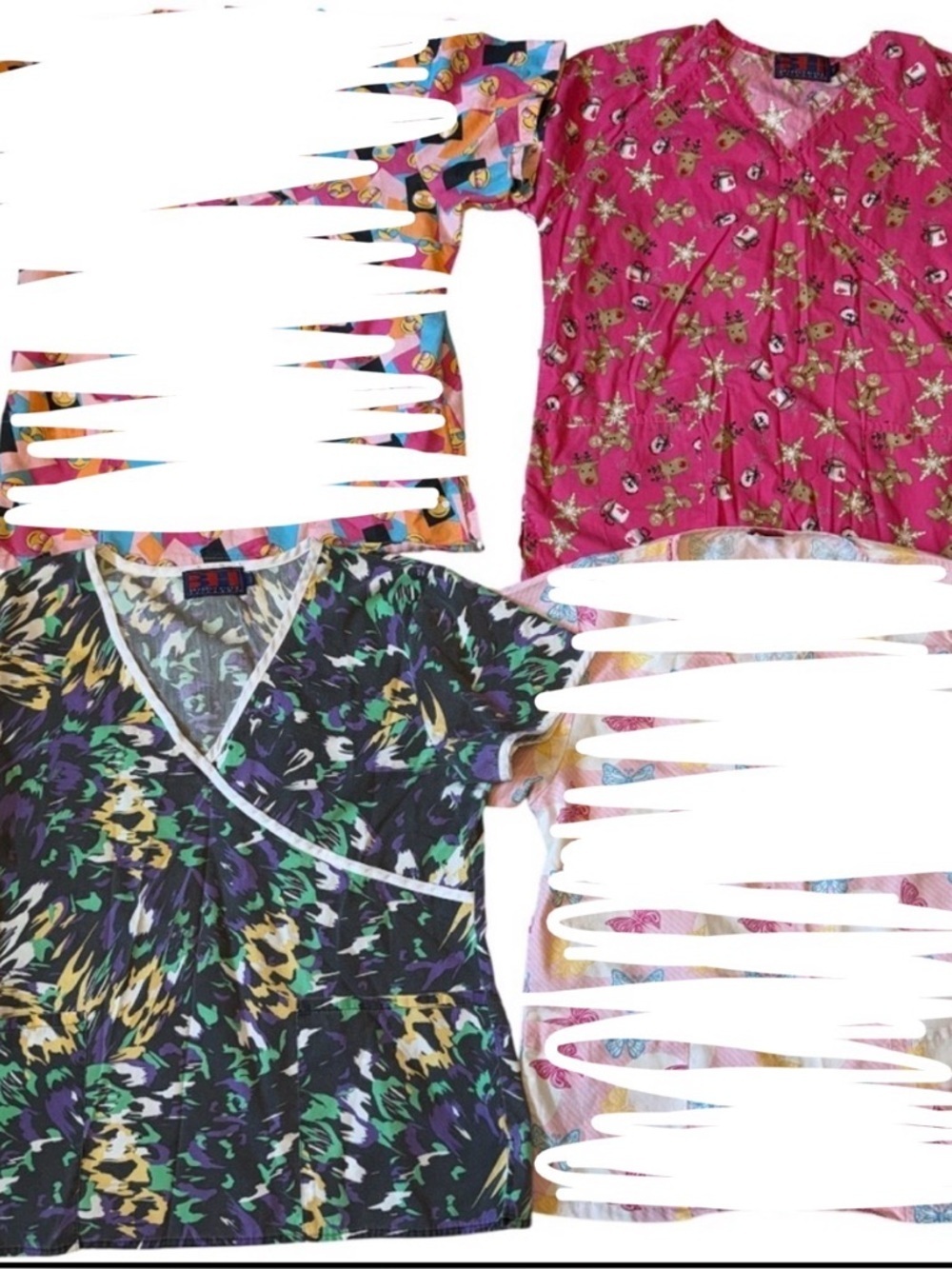Set of (2) Women’s Nurse Scrubs Uniforms Tops Size Medium